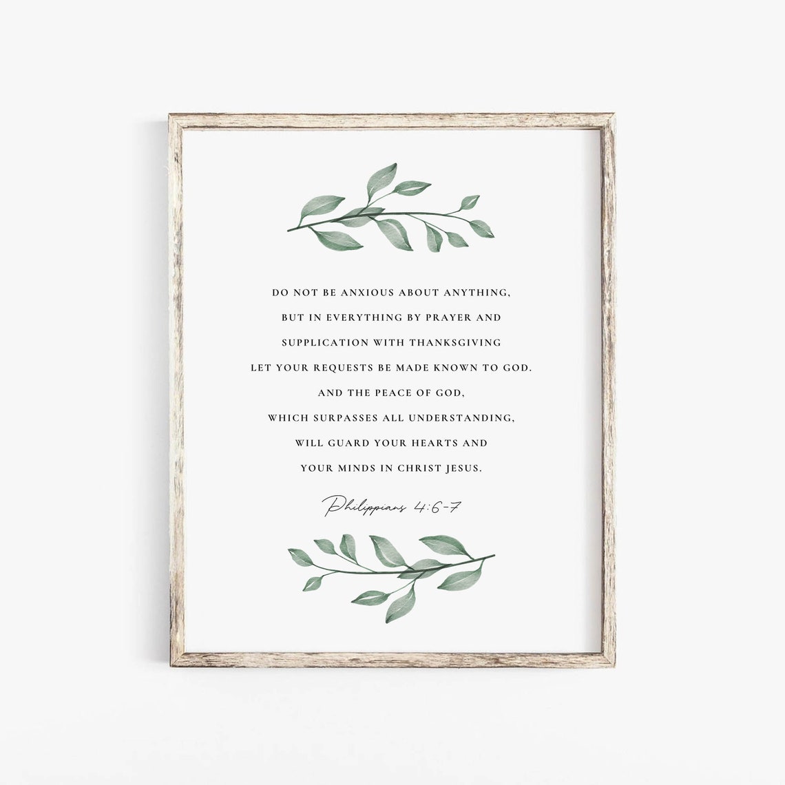 Philippians 4:6-7 Bible Verse Botanical Art Print