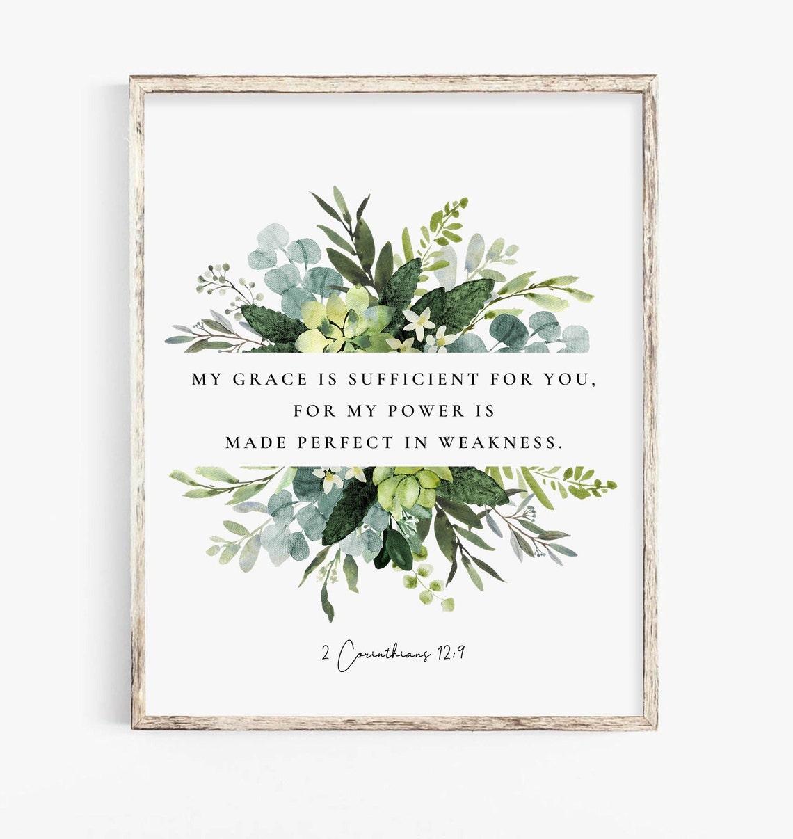 2 Corinthians 12:9 Botanical Scripture Art Print - Image 2