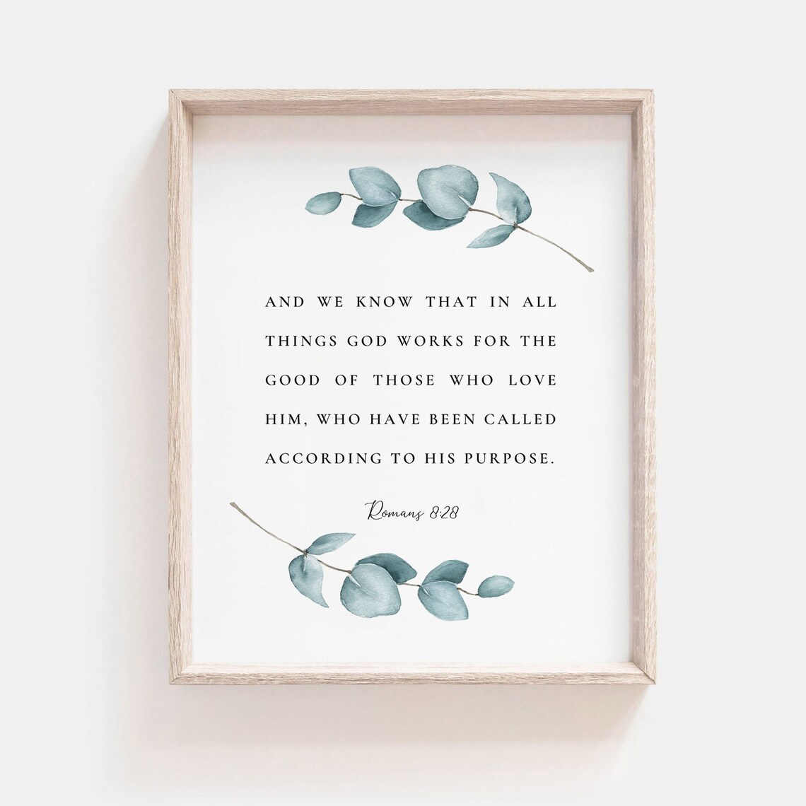 Romans 8:28 God Works for the Good Watercolor Eucalyptus Poster - Image 2