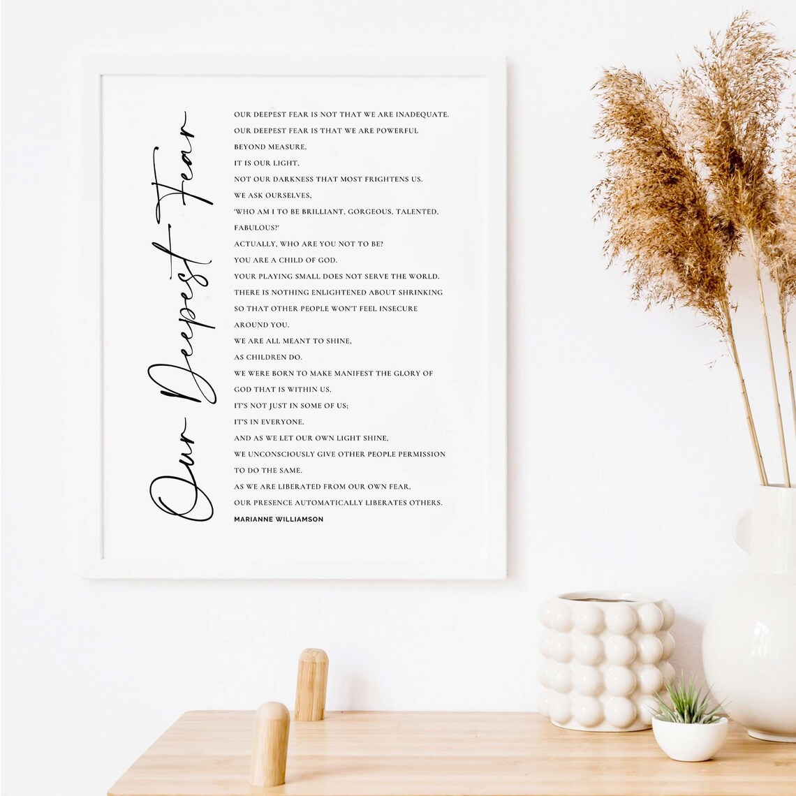 Our Deepest Fear By Marianne Williamson Inspirational Poem Poster - Image 2
