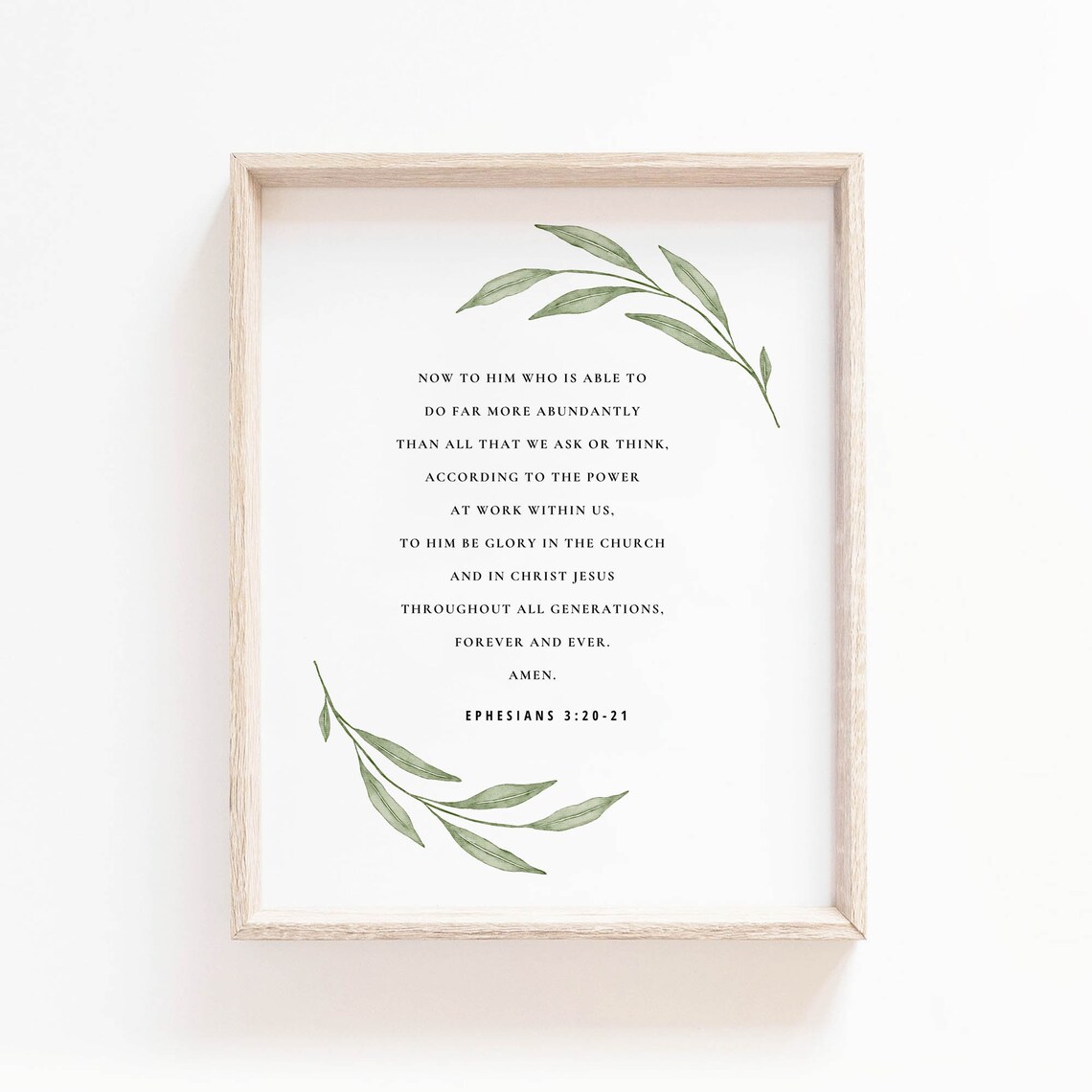Ephesians 3:20-21 Botanical Scripture Art Print