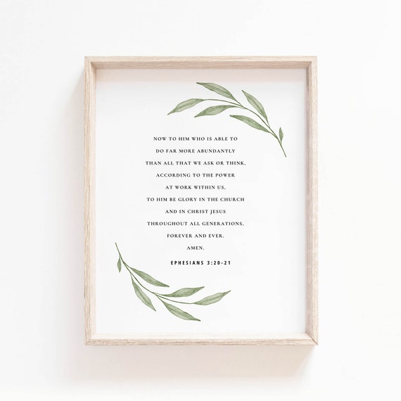 Ephesians 3:20-21 Botanical Scripture Art Print