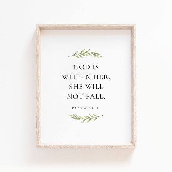 Psalm 46:5 Bible Verse Botanical Scripture Print