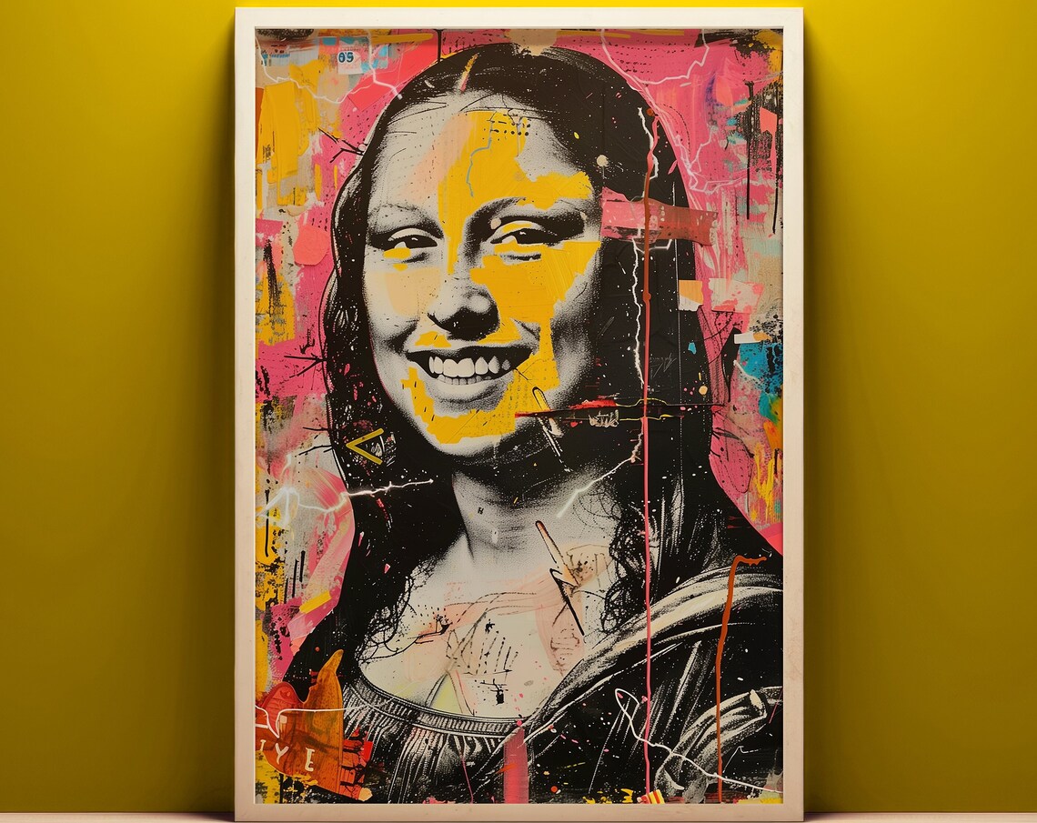 Happy Mona Lisa Smiling Street Art Graffiti Pop Portrait Poster