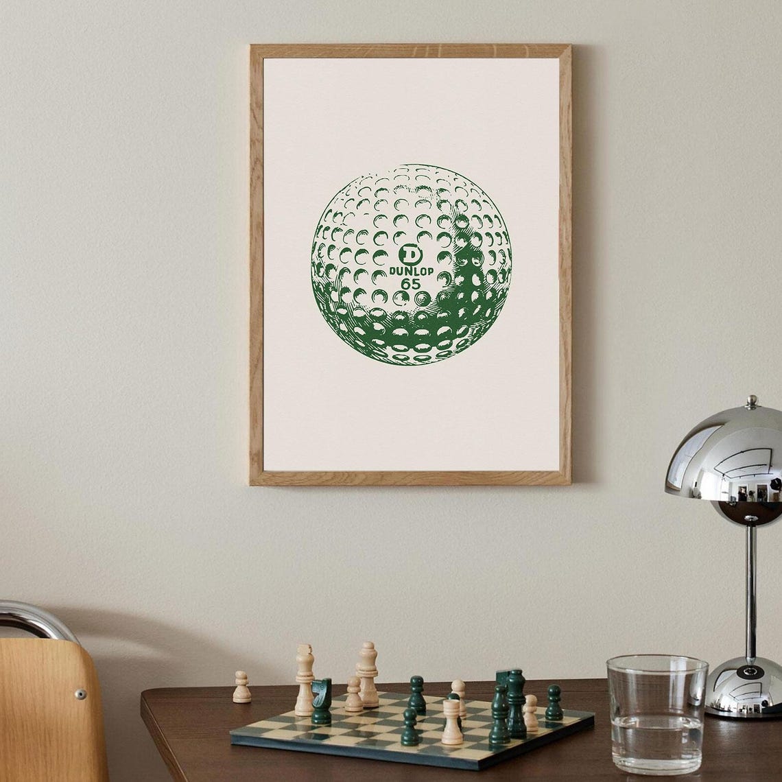 Dunlop 65 Golf Ball Green Line Art Vintage Golfing Poster Decor - Image 3