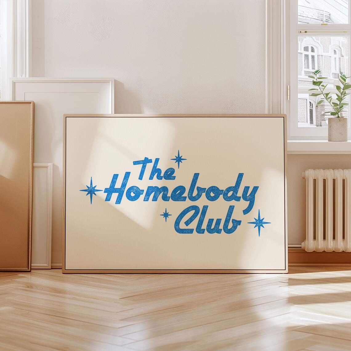 The Homebody Club Blue Retro Script Quote Typography Art Poster - Image 4