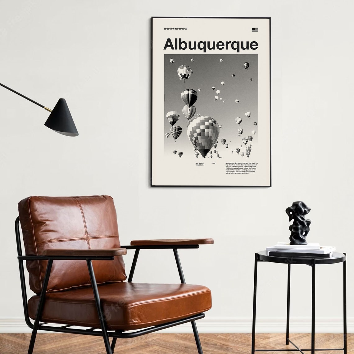 Albuquerque New Mexico Black And White Balloon Fiesta Poster - Image 3