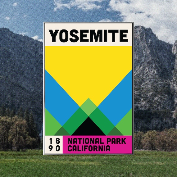 Yosemite National Park California Geometric Mountain Art Poster