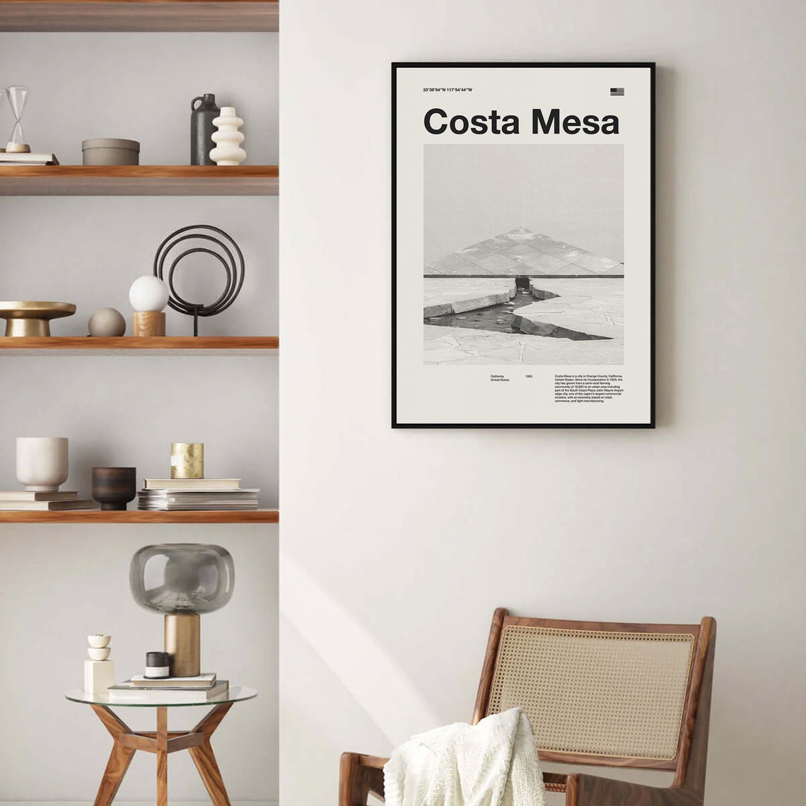 Costa Mesa California Mid Century Black and White Photo Poster - Image 4