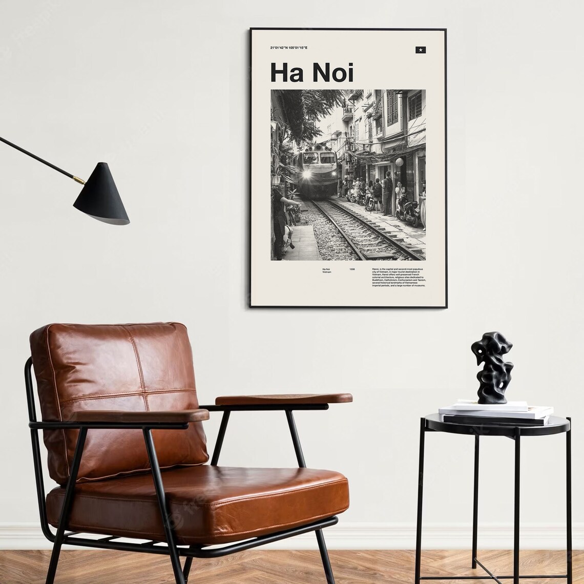 Ha Noi Art Print Ha Noi Poster Ha Noi Wall Art Mid Century Poster Travel Print Art Vietnam Vintage Poster - Image 4