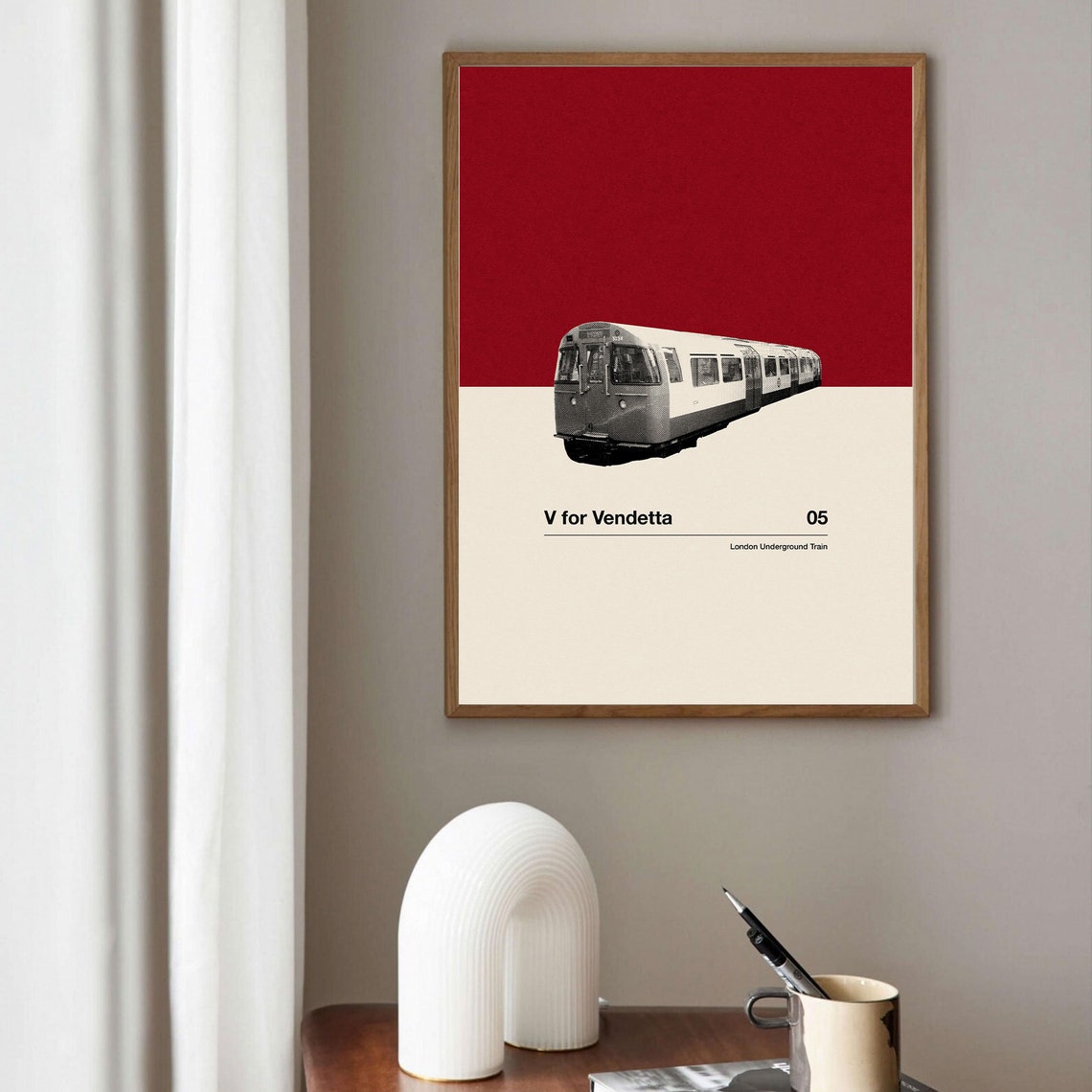 V For Vendetta London Underground Train Minimalist Movie Art Poster - Image 2