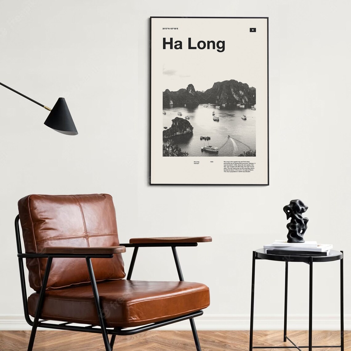 Ha Long Vietnam Black And White Travel Photo Wall Decor Poster - Image 3