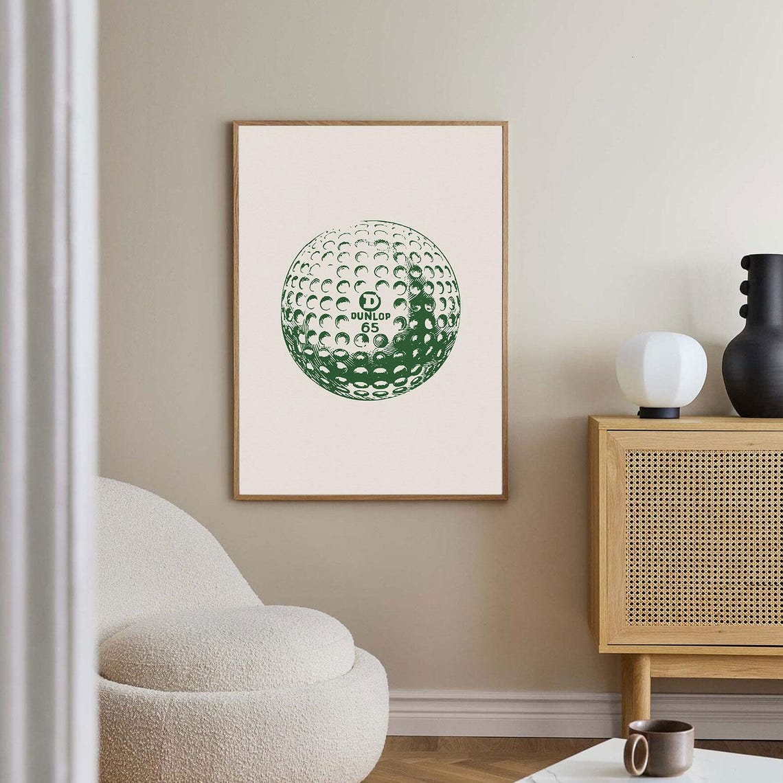 Dunlop 65 Golf Ball Green Line Art Vintage Golfing Poster Decor - Image 4