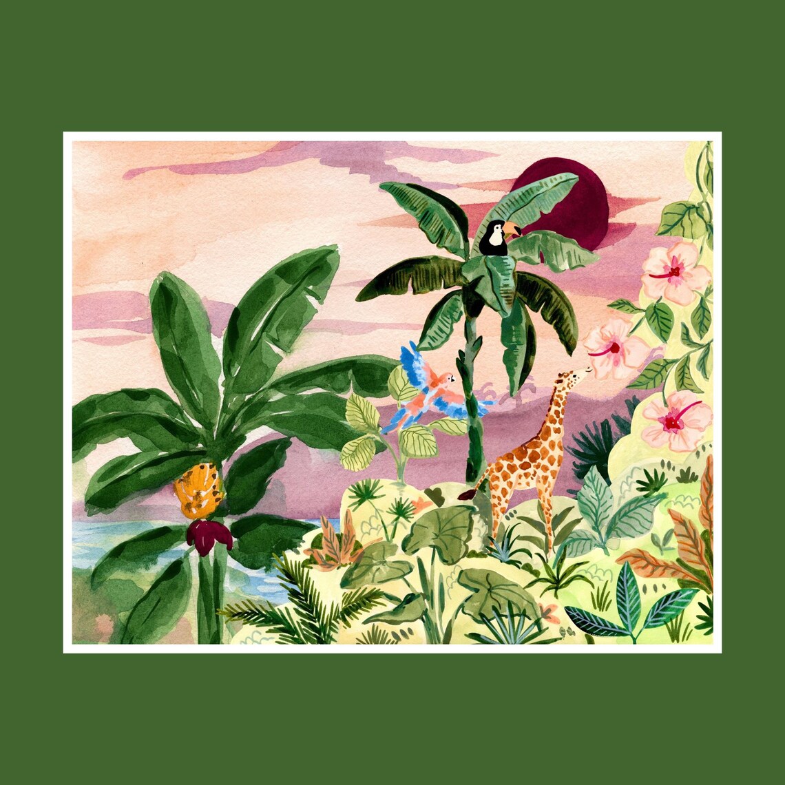 Whimsical Jungle Animal Art Print, Nursery Decor
