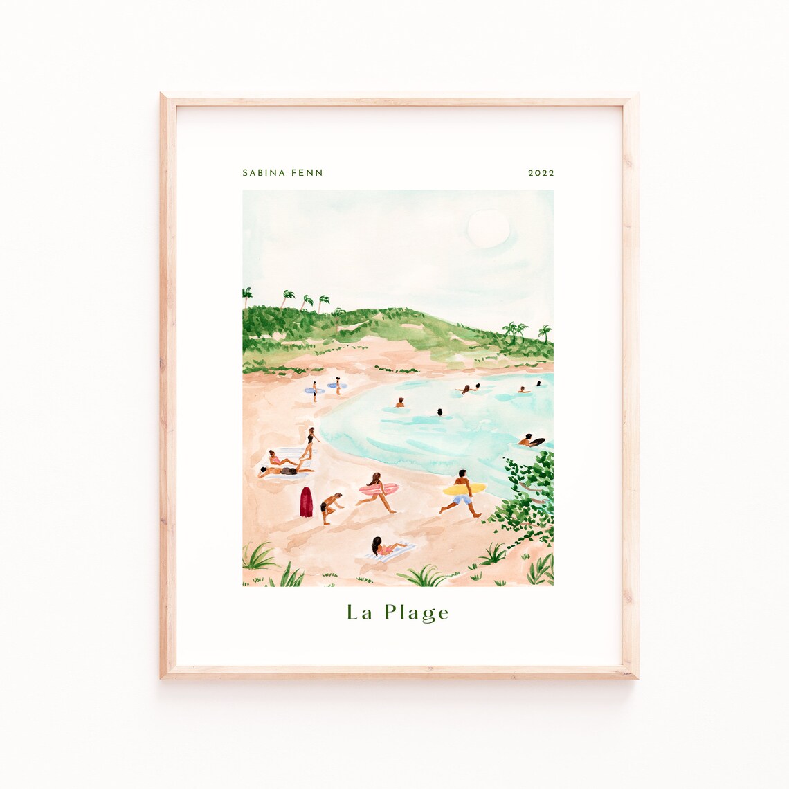 Beach Poster Print, Tropical Watercolor Art