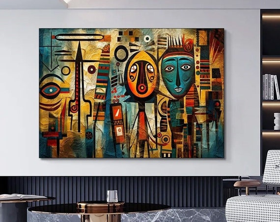 Wall Art With African Symbols Patterns Decor Fashion Cultural Modern Gift