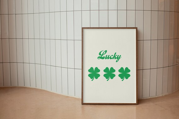 Lucky Shamrock Clover Green St Patricks Day Minimalist Decor Poster