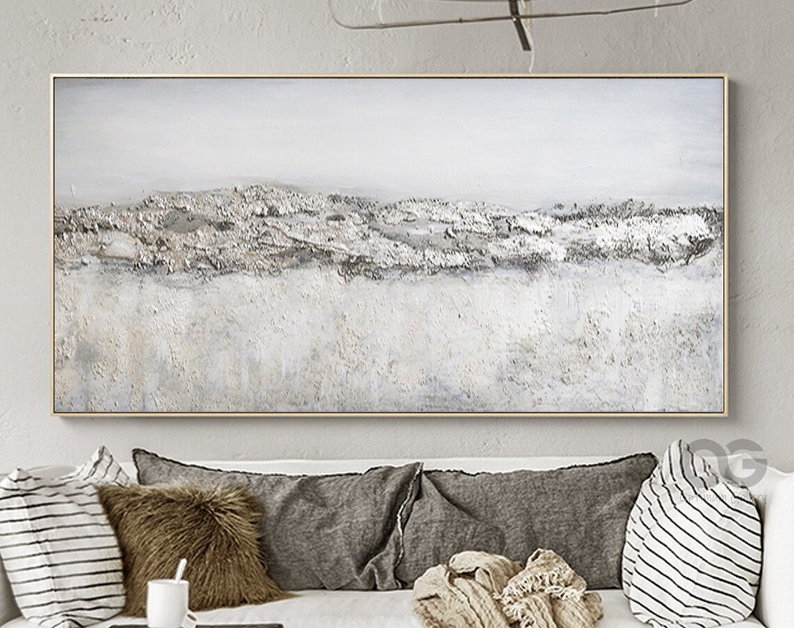Abstract Gray Textured Landscape Minimalist Art Print