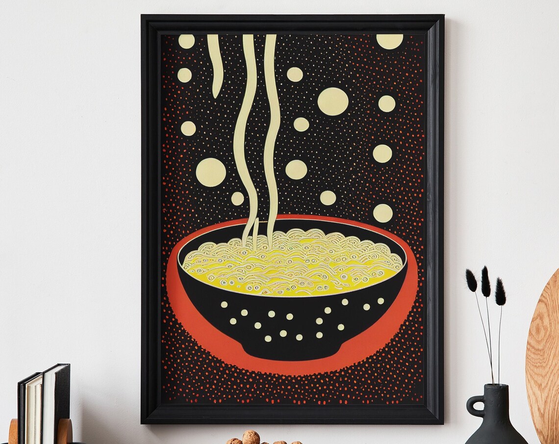 Polka Dot Ramen Noodle Bowl Japanese Dot Art Food Wall Poster
