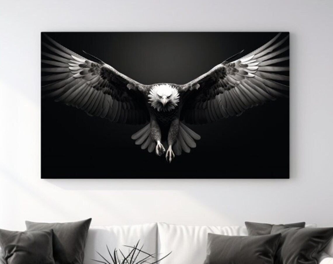 Eagle Art Print, Black And White Bird Decor