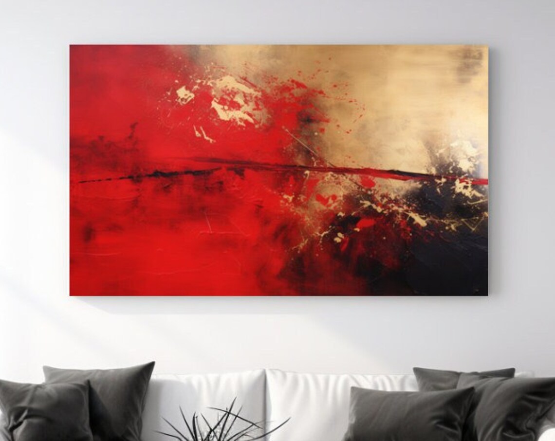 Gold and Red Monochrome Abstraction Art Print