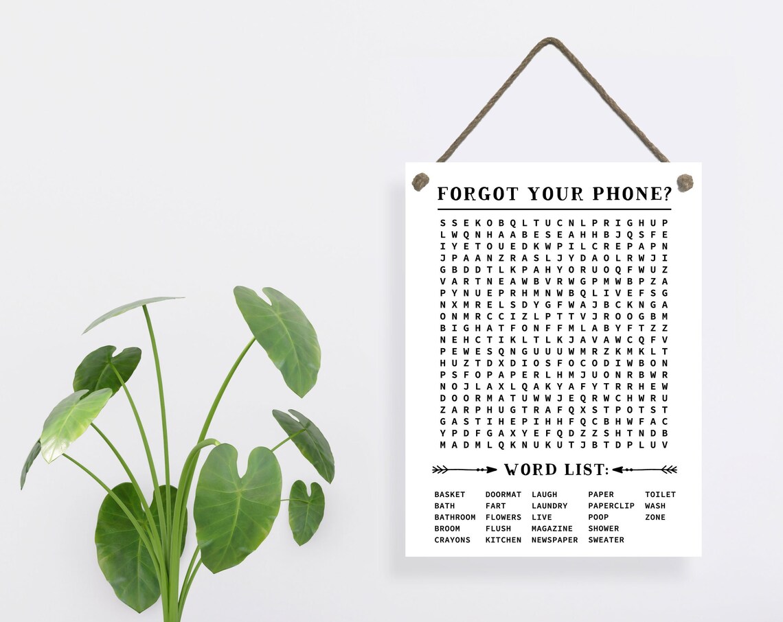 Forgot Your Phone Bathroom Word Search Bathroom Rope Board Panel With Multiple Sizes Available Funny Home Puzzle Decor Gift - Image 3