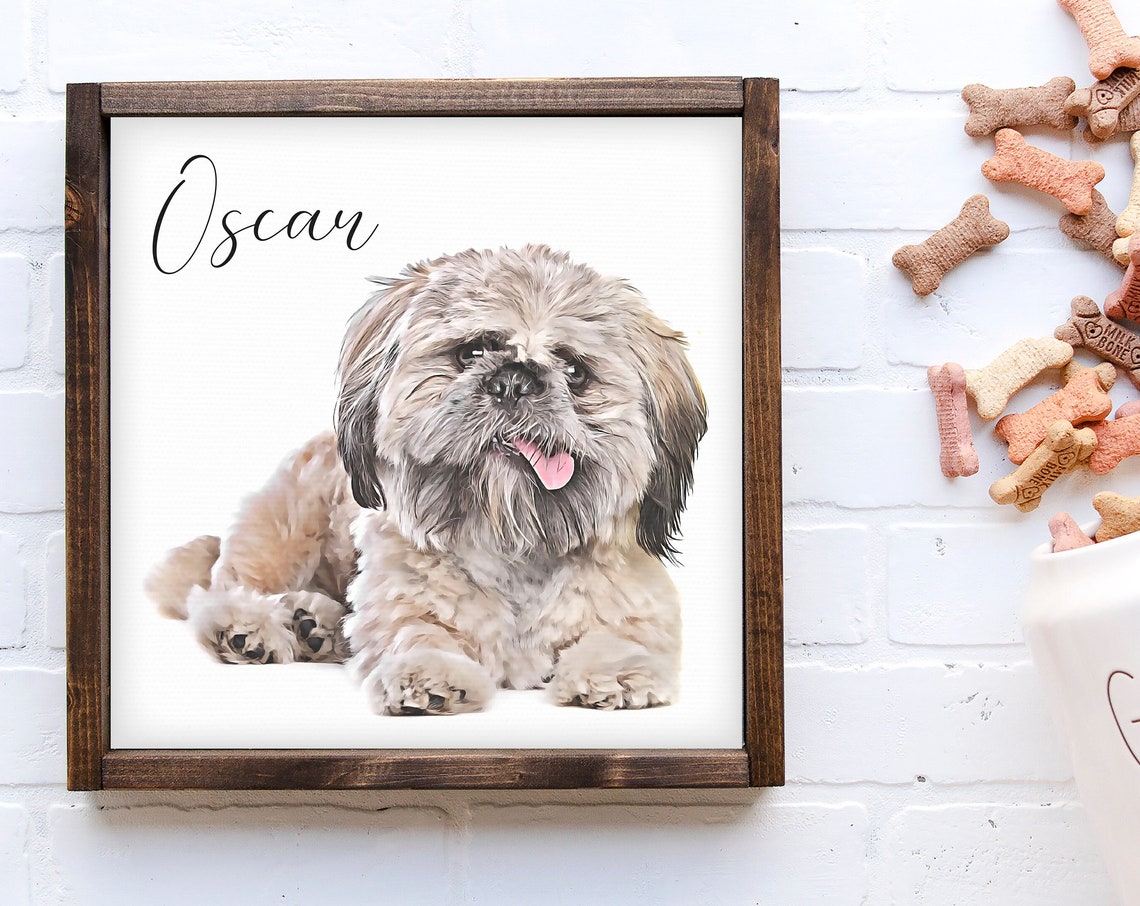 Personalized Oil Effect Dog Portrait with Name Custom Pet Poster