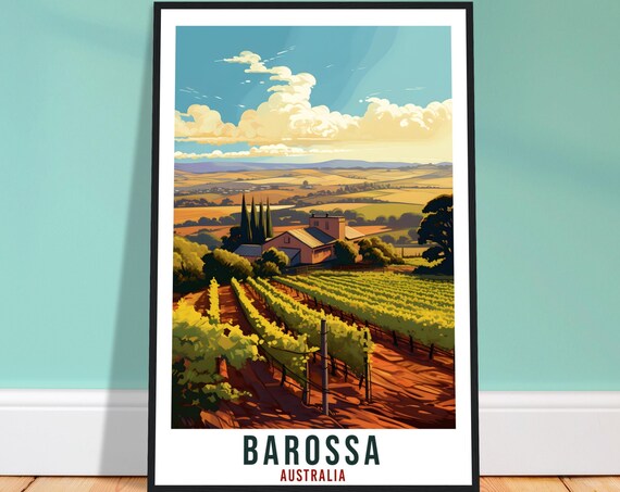 Barossa Australia Vineyard Valley Golden Countryside Travel Poster