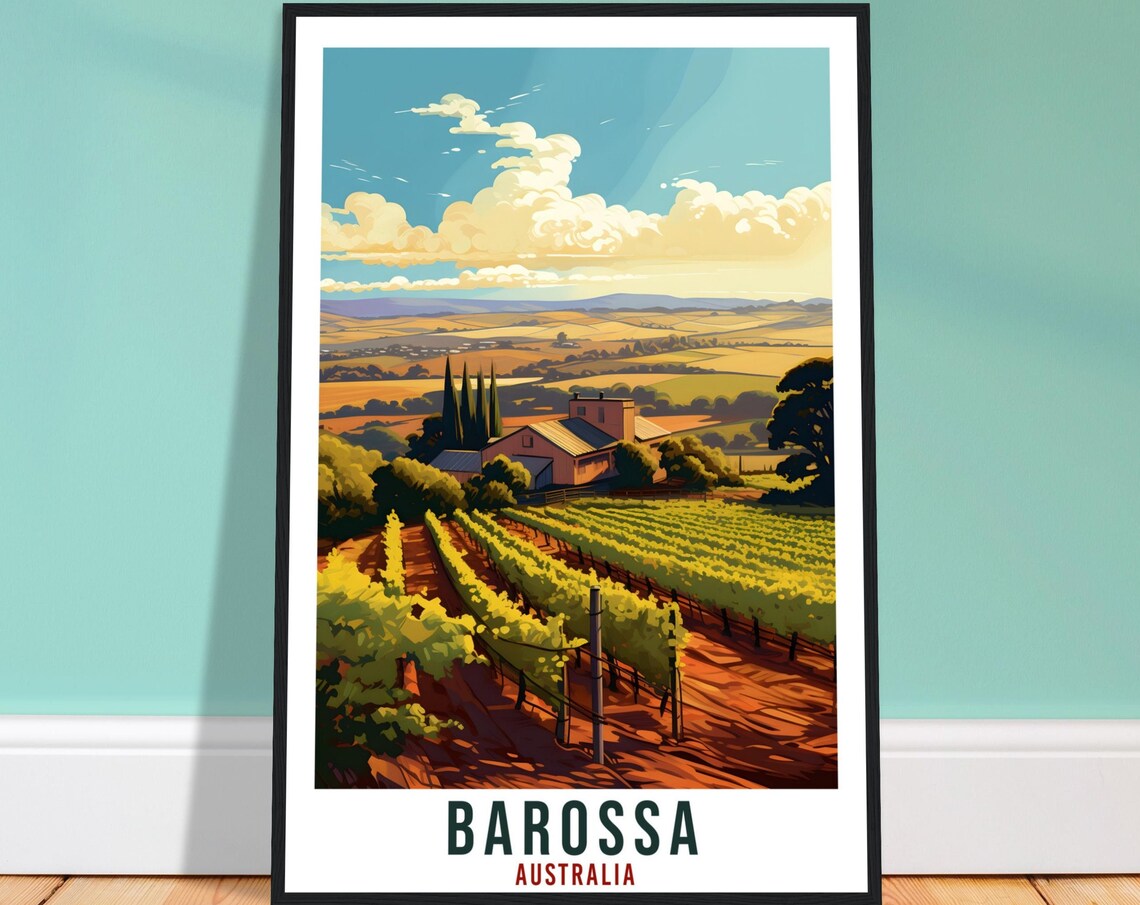 Barossa Australia Vineyard Valley Golden Countryside Travel Poster