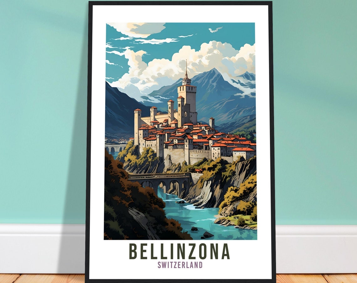 Bellinzona Travel Print Wall Art Switzerland Wall Art Bellinzona Art Print Travel Poster Swiss Landscape Bellinzona Switzerland Travel Art