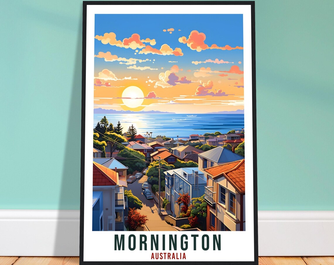 Mornington Australia Coastal Sunset Town Seaside Travel Poster