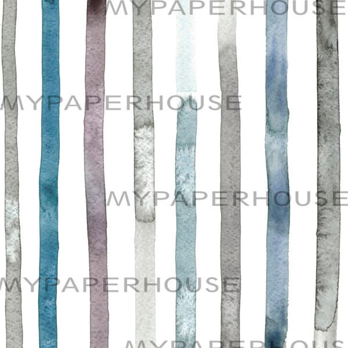 Blue Grey Vertical Brush Stroke Minimalist Abstract Art Poster - Image 2