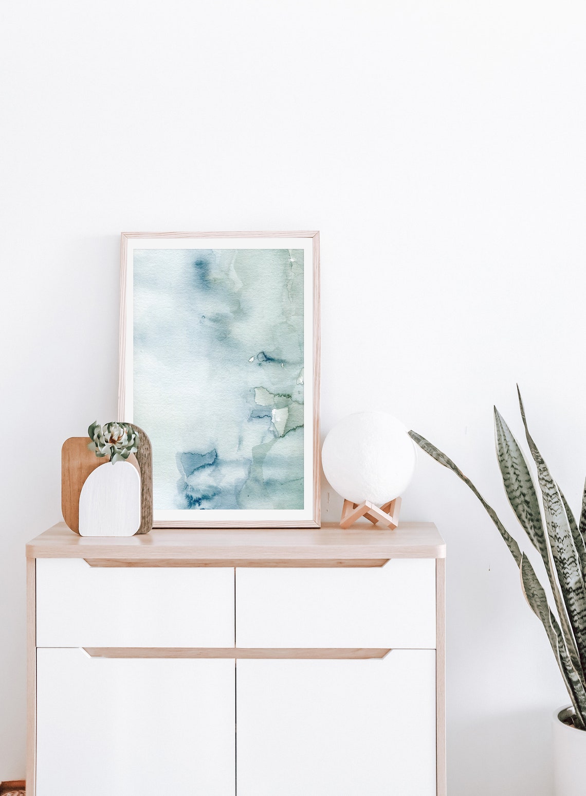 Pale Blue Watercolor Wash Minimalist Soft Abstract Art Poster - Image 2