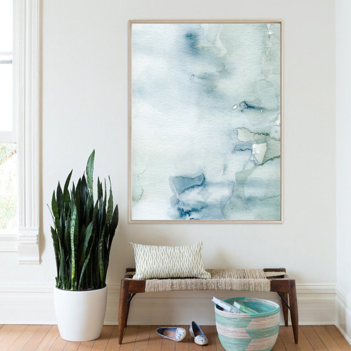 Pale Blue Watercolor Wash Minimalist Soft Abstract Art Poster - Image 3