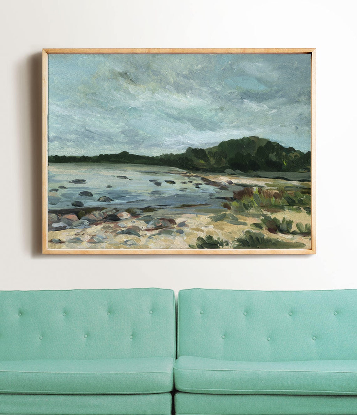 Landscape Art Landscape Painting Print Green Landscape Print Landscape Painting Landscape Wall Art Nature Oil Painting Beach Sunset - Image 2