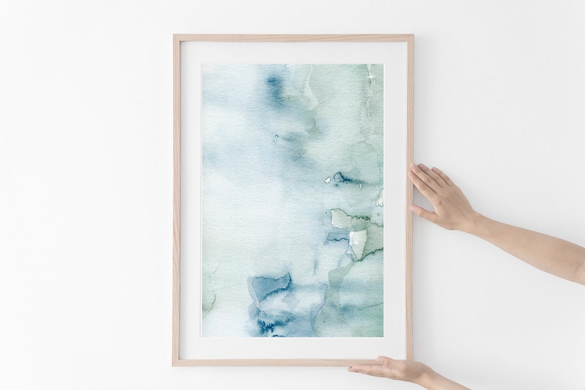 Pale Blue Watercolor Wash Minimalist Soft Abstract Art Poster