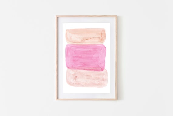Abstract Pink Print Pastel Wall Art Pastel Pink Print Pastel Wall Decor Nursery Wall Art Nursery Art Neutral Watercolor