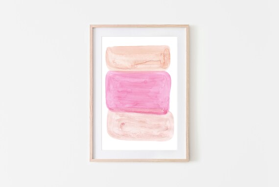 Pink Blush Stacked Rectangle Watercolor Soft Minimal Art Print