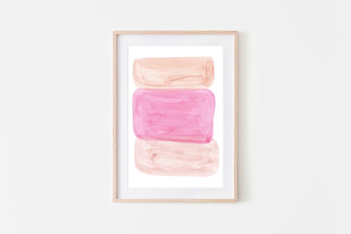 Pink Blush Stacked Rectangle Watercolor Soft Minimal Art Print