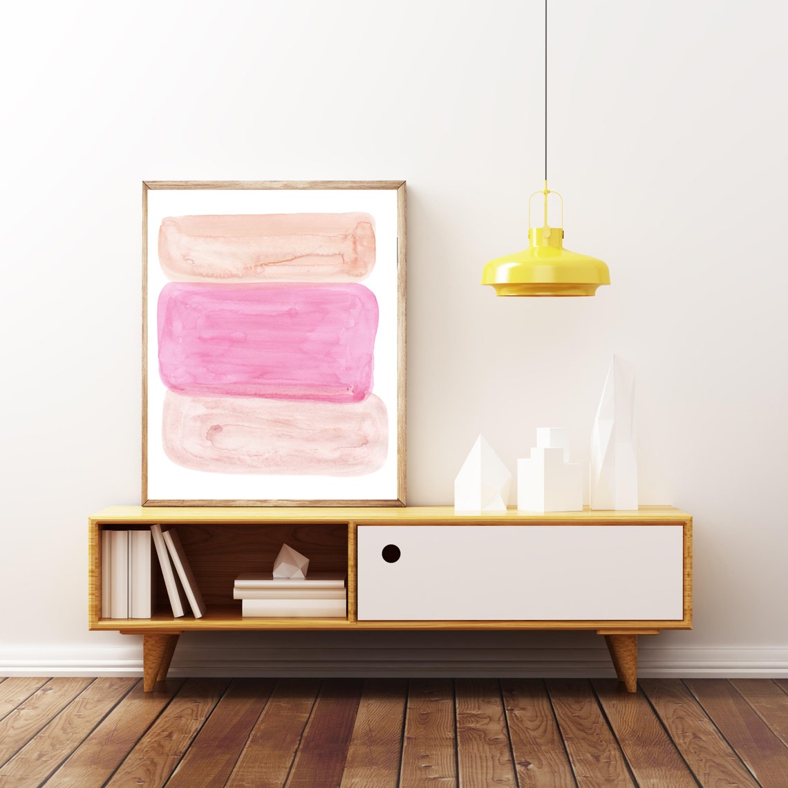 Pink Blush Stacked Rectangle Watercolor Soft Minimal Art Print - Image 2