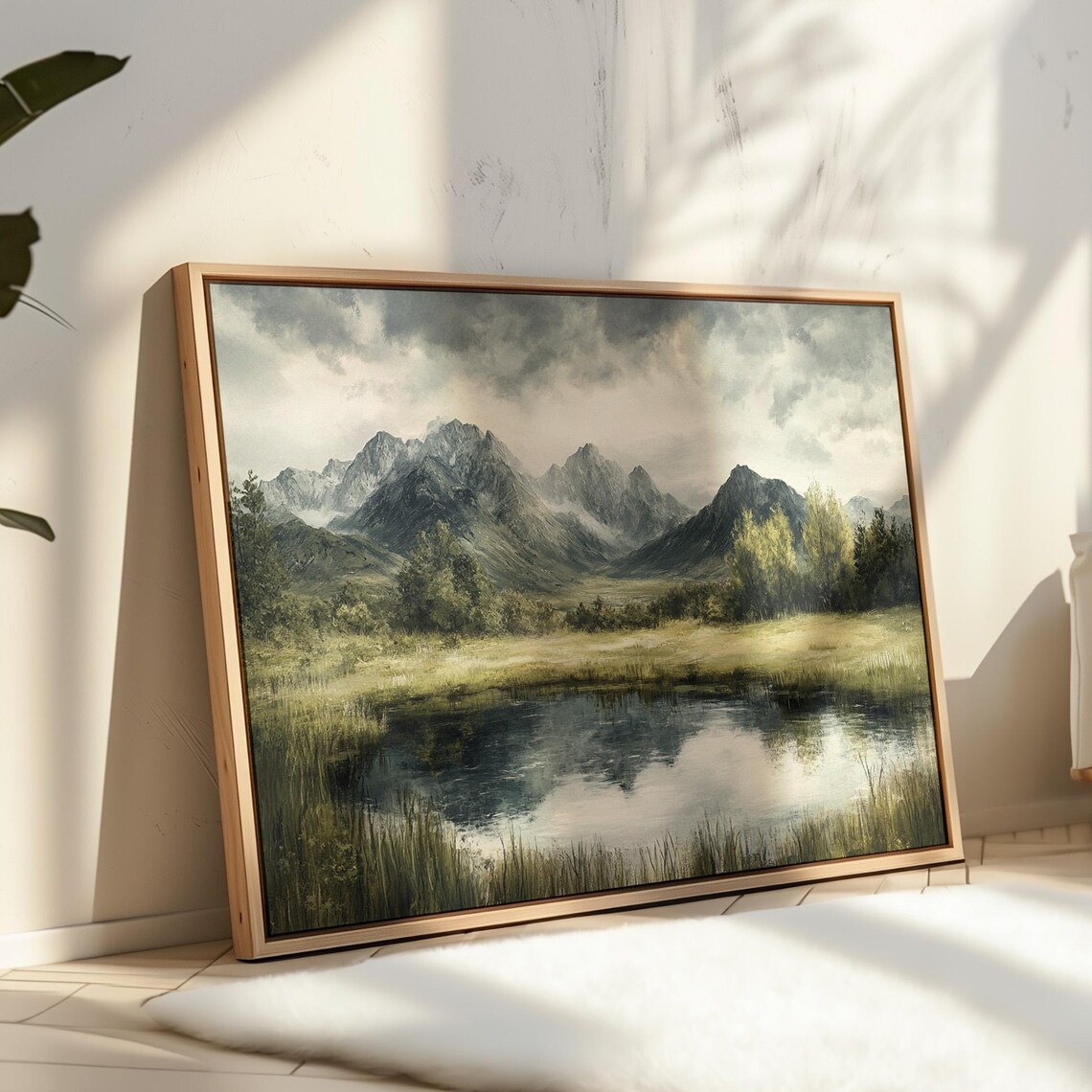 Moody Mountain Landscape, Rustic Nature Art Print