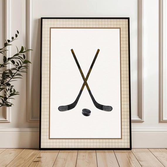 Vintage Hockey Wall Art Retro Sports Nursery Print Boys Room Playroom Decor Eclectic Gallery