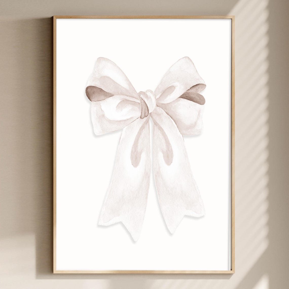 Elegant White Watercolor Bow Nursery Baby Girl Coquette Art Poster