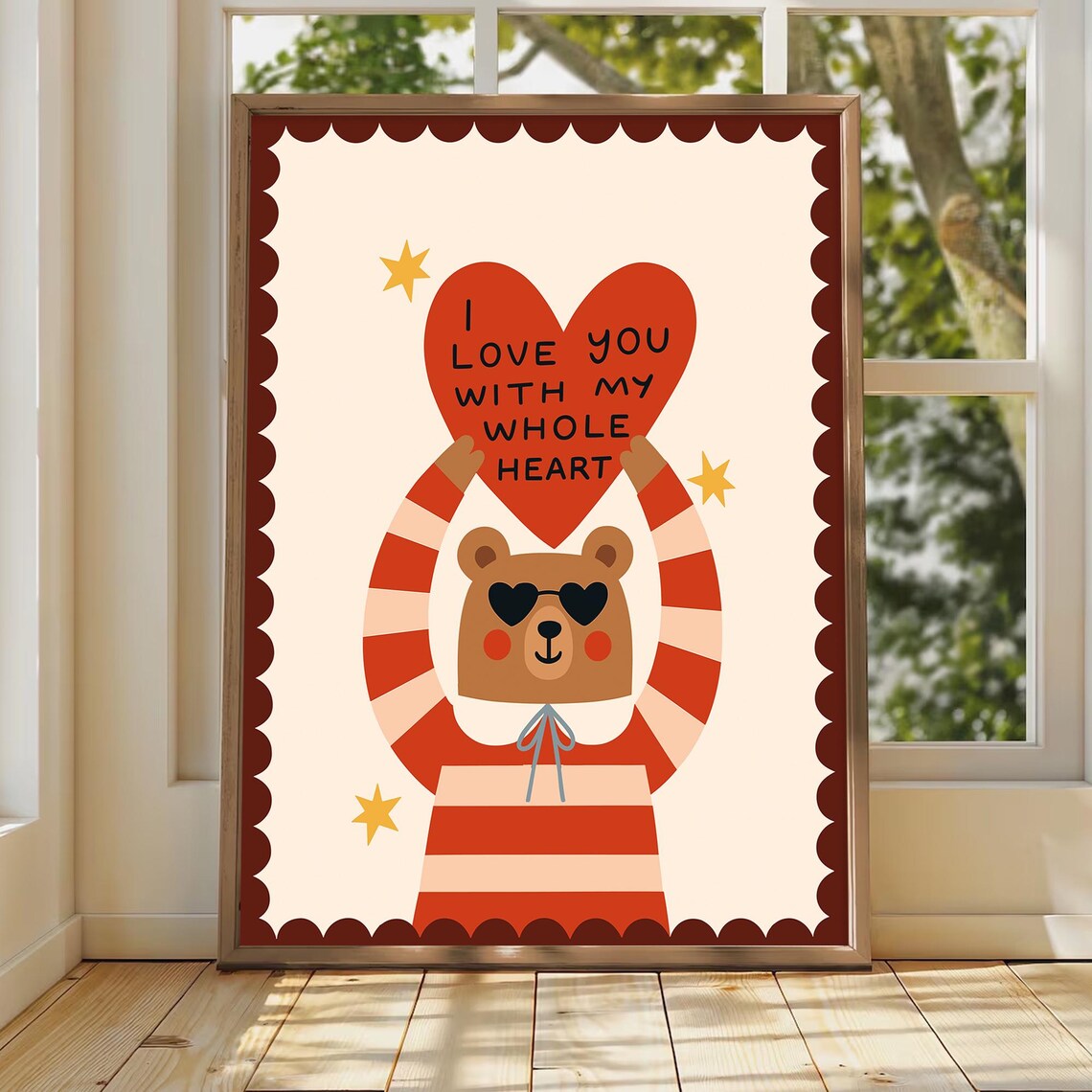 Love Bear Modern Kids Room Animal Poster