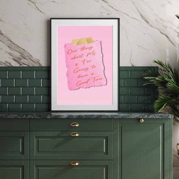 Pink Typography Poster Trendy Retro Wall Art Funky Dorm Decor Preppy Y2k Room Bar Cart Coquette