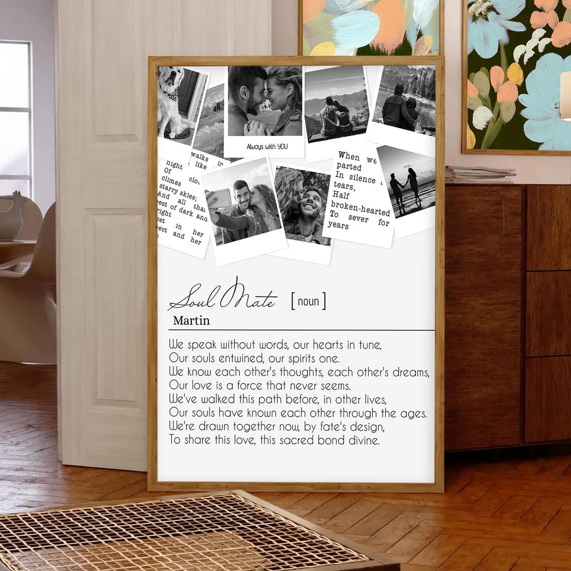 Soulmate Definition Custom Polaroid Photo Anniversary Gift Wall Poster