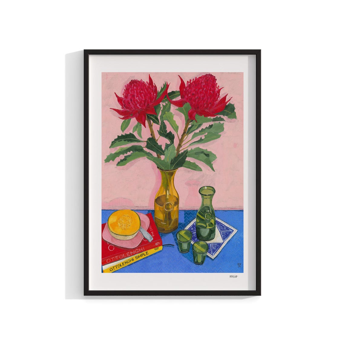 Waratahs Floral Still Life Art Print, Kitchen Decor