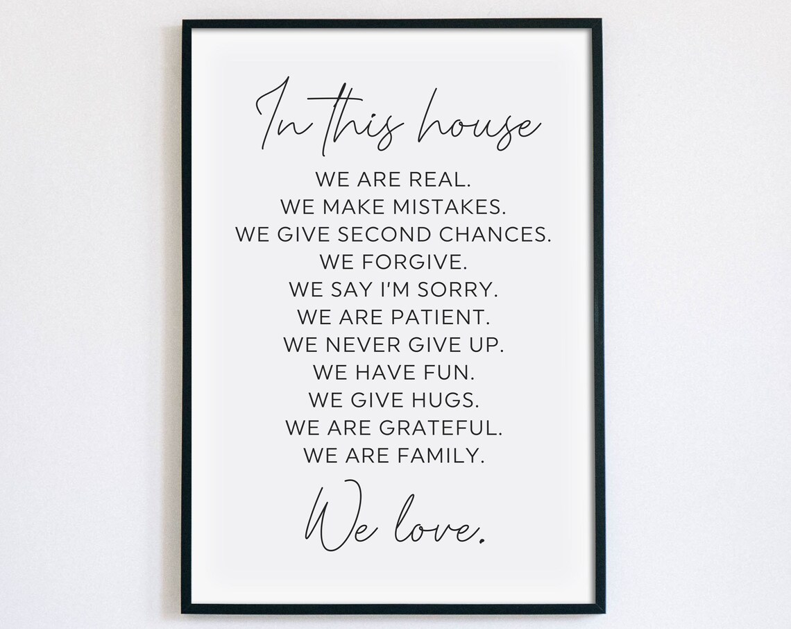 In This House We Are Real We Forgive Family Rules Sign Home Poster