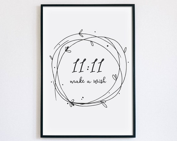 1111 Make A Wish Print Angel Number Sign Affirmation Poster 1111 Manifesting Inspirational Wall Art Instant