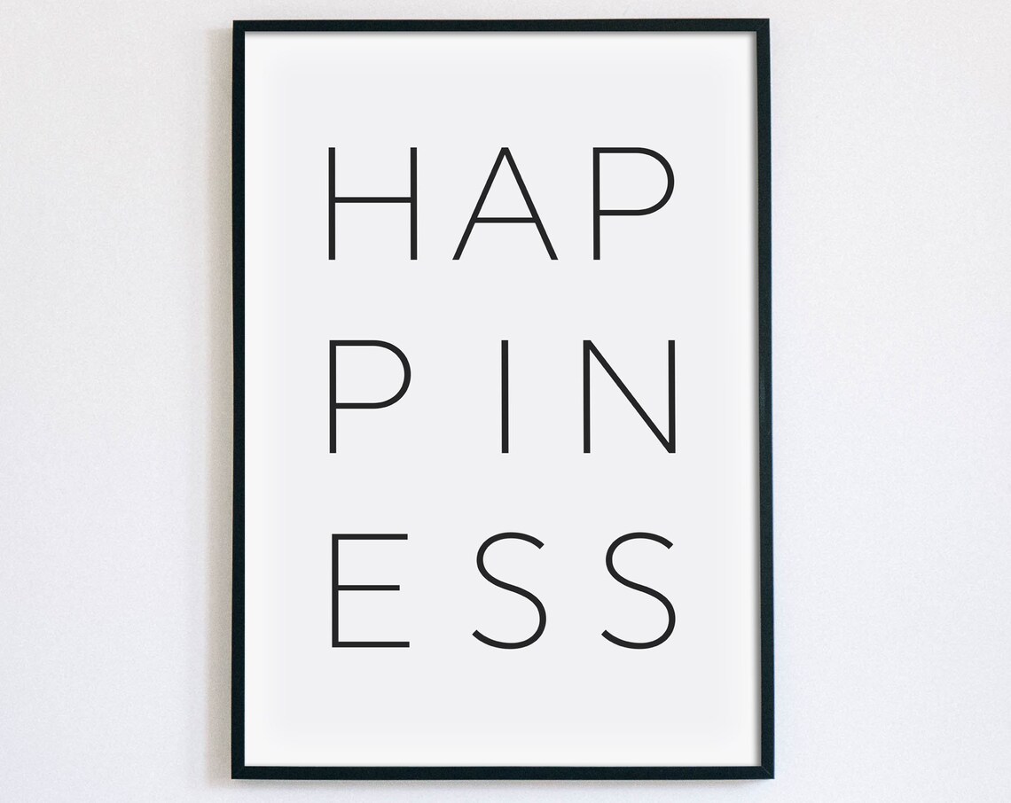 Happiness Stacked Letters Modern Minimalist Typography Poster